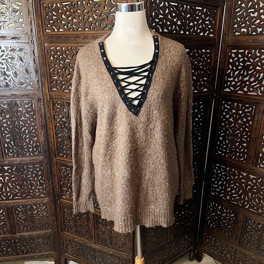 Lace Up Front Sweater